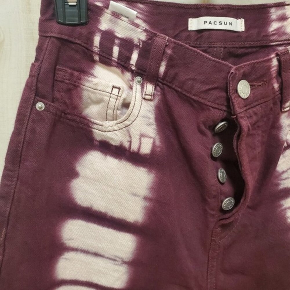 Pac Sun Eco Raspberry Tie Dye Jeans Raw Hem Straight Like NEW 5 button f… - Picture 4 of 10